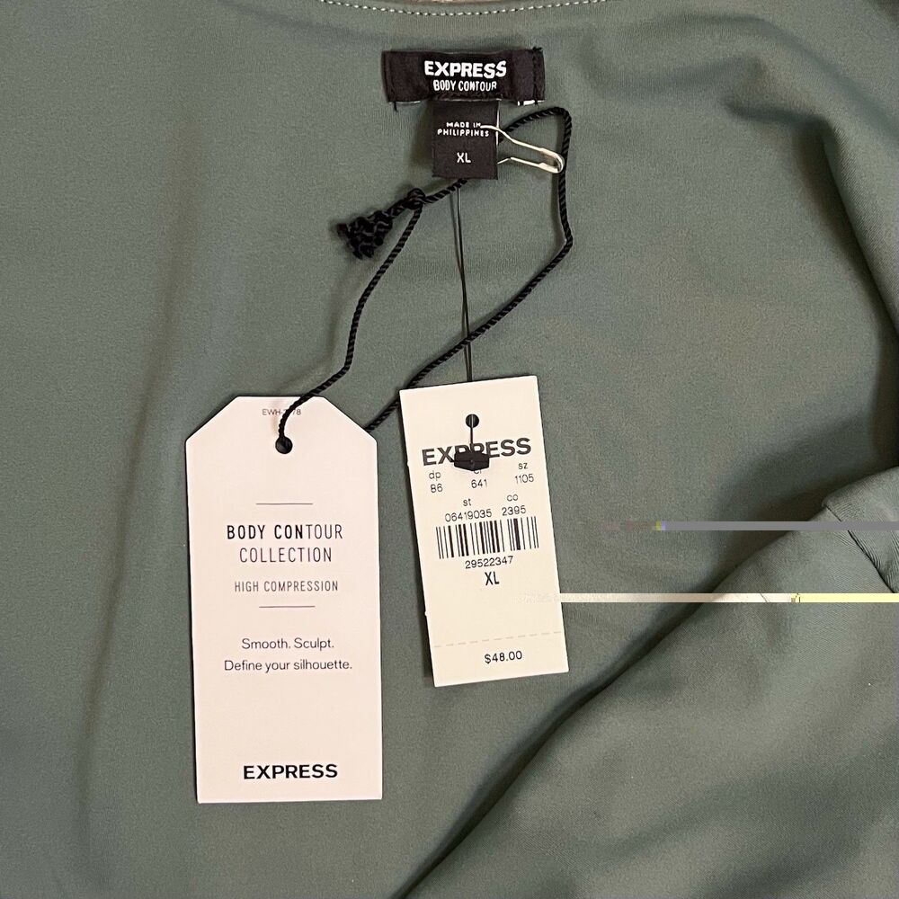 Express Body Contour Bodysuit Women Sz XL High Compression Tank Sage Green NWT - Picture 4 of 7